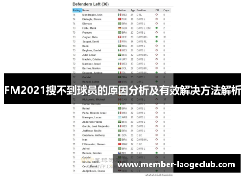 FM2021搜不到球员的原因分析及有效解决方法解析 FM2021搜不到球员的原因分析及有效解决方法解析